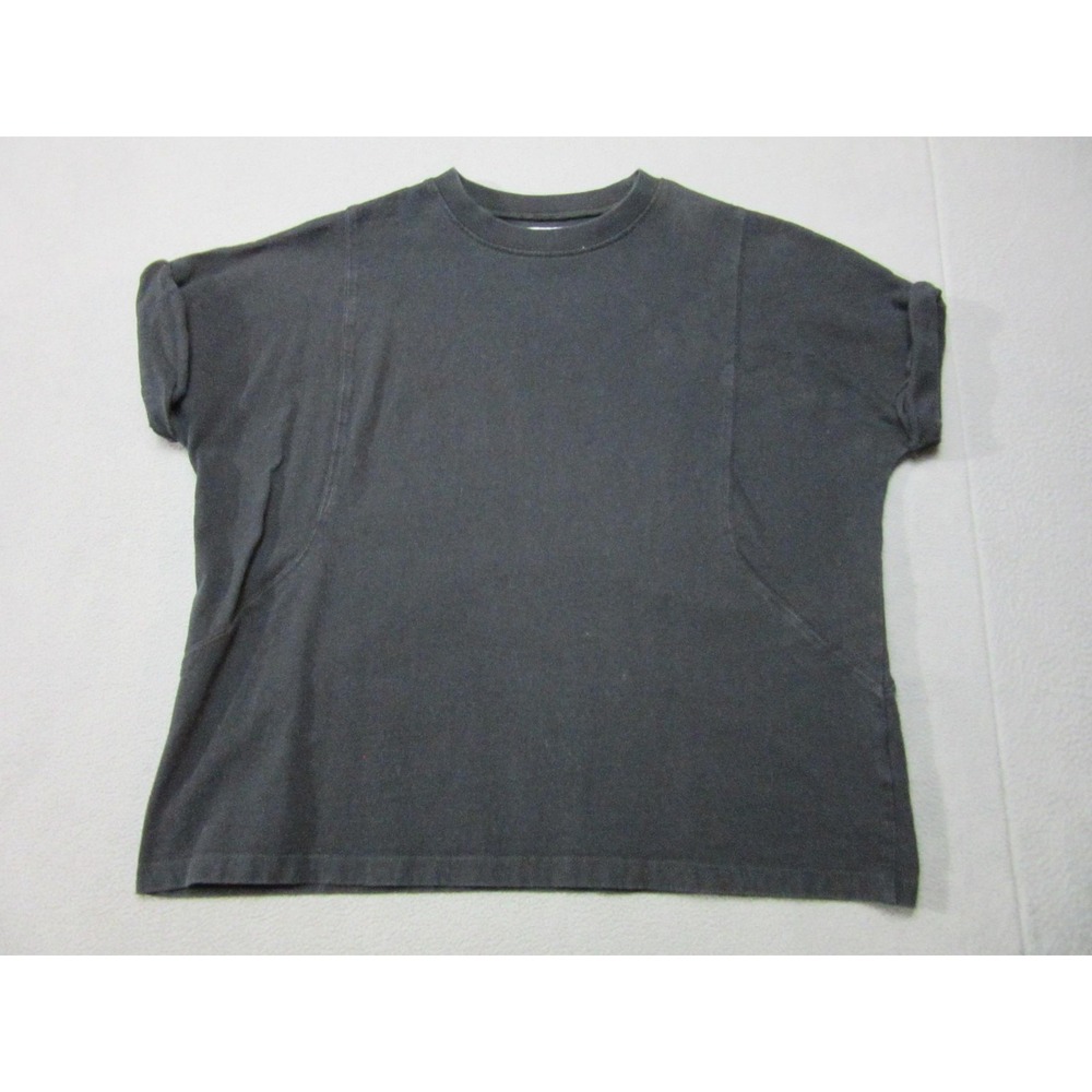 Topshop Shirt Womens 4 Black 100% Cotton Short Sleeve Relaxed Crewneck